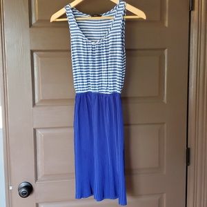 Striped with solid blue bottom summer dress